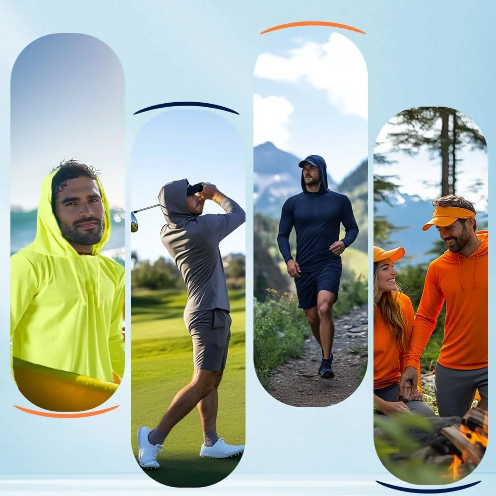 3PC or 6PC Men??s UPF 50  Sun Protection Lightweight Long Sleeve Hoodie, Quick-Dry SPF UV Shirt for Outdoor Active Wear