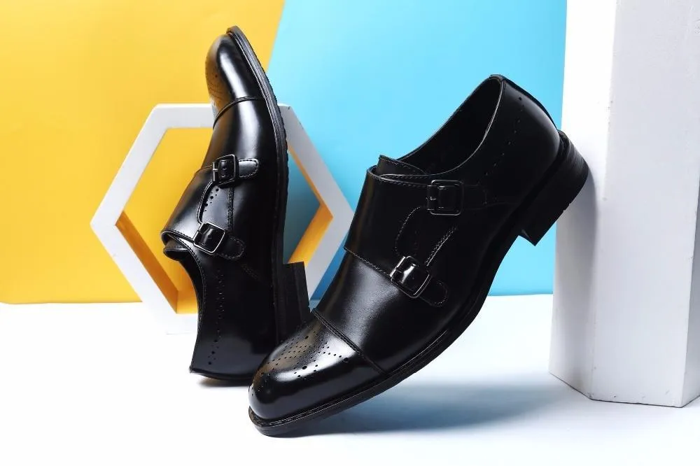Angelo Ricci™ Genuine Leather British Design Double Buckle Oxfords