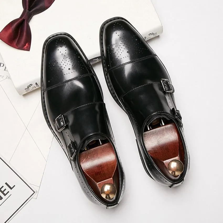 Angelo Ricci™ Genuine Leather British Design Double Buckle Oxfords