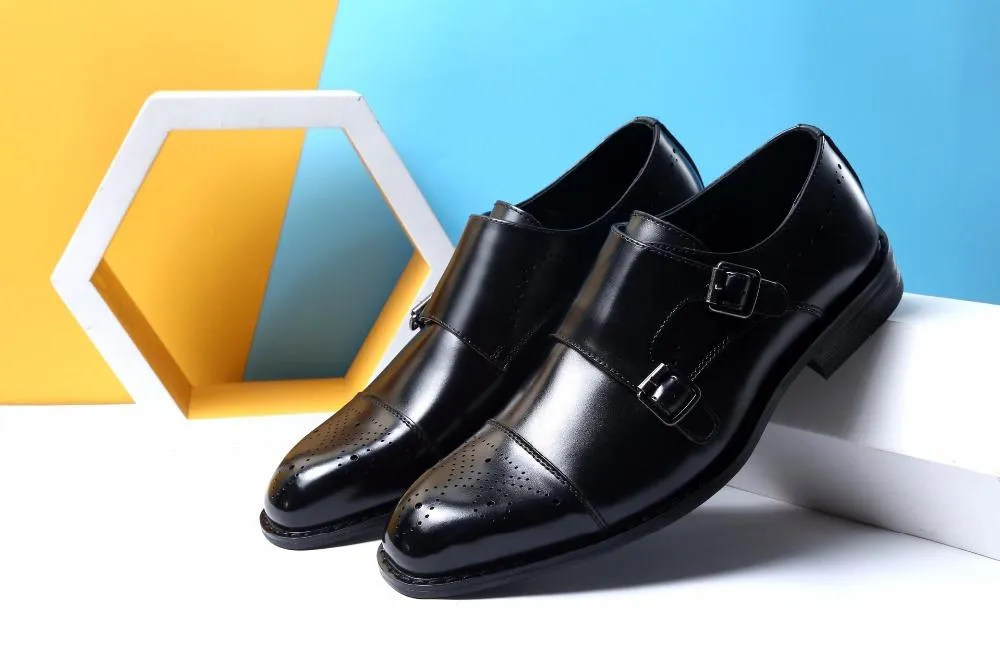 Angelo Ricci™ Genuine Leather British Design Double Buckle Oxfords