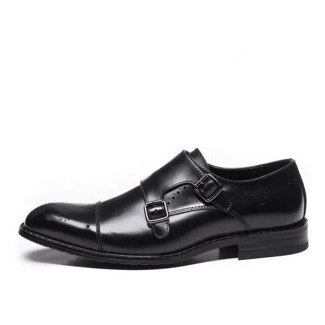 Angelo Ricci™ Genuine Leather British Design Double Buckle Oxfords
