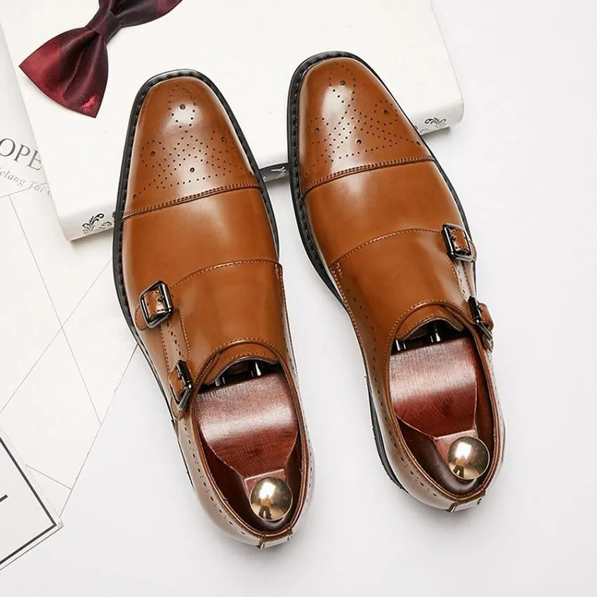 Angelo Ricci™ Genuine Leather British Design Double Buckle Oxfords
