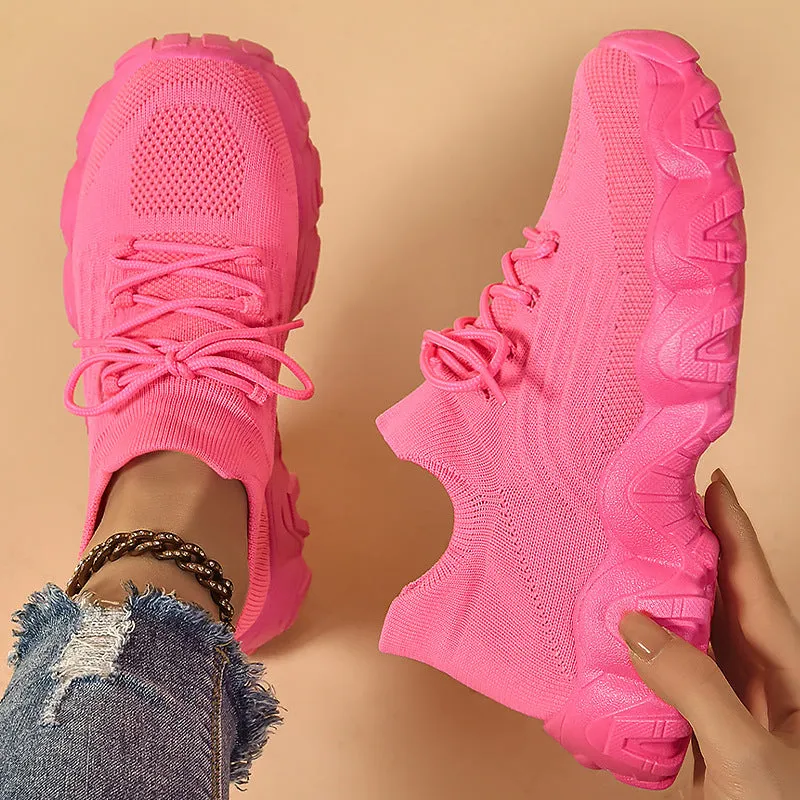Breathable Mesh Lace-Up Sports Sneakers