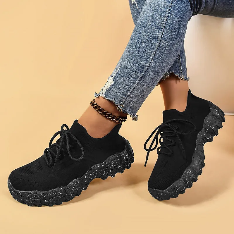 Breathable Mesh Lace-Up Sports Sneakers