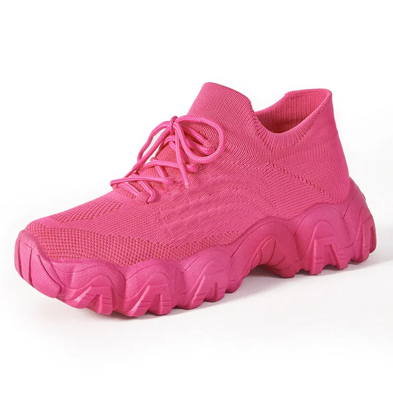 Breathable Mesh Lace-Up Sports Sneakers