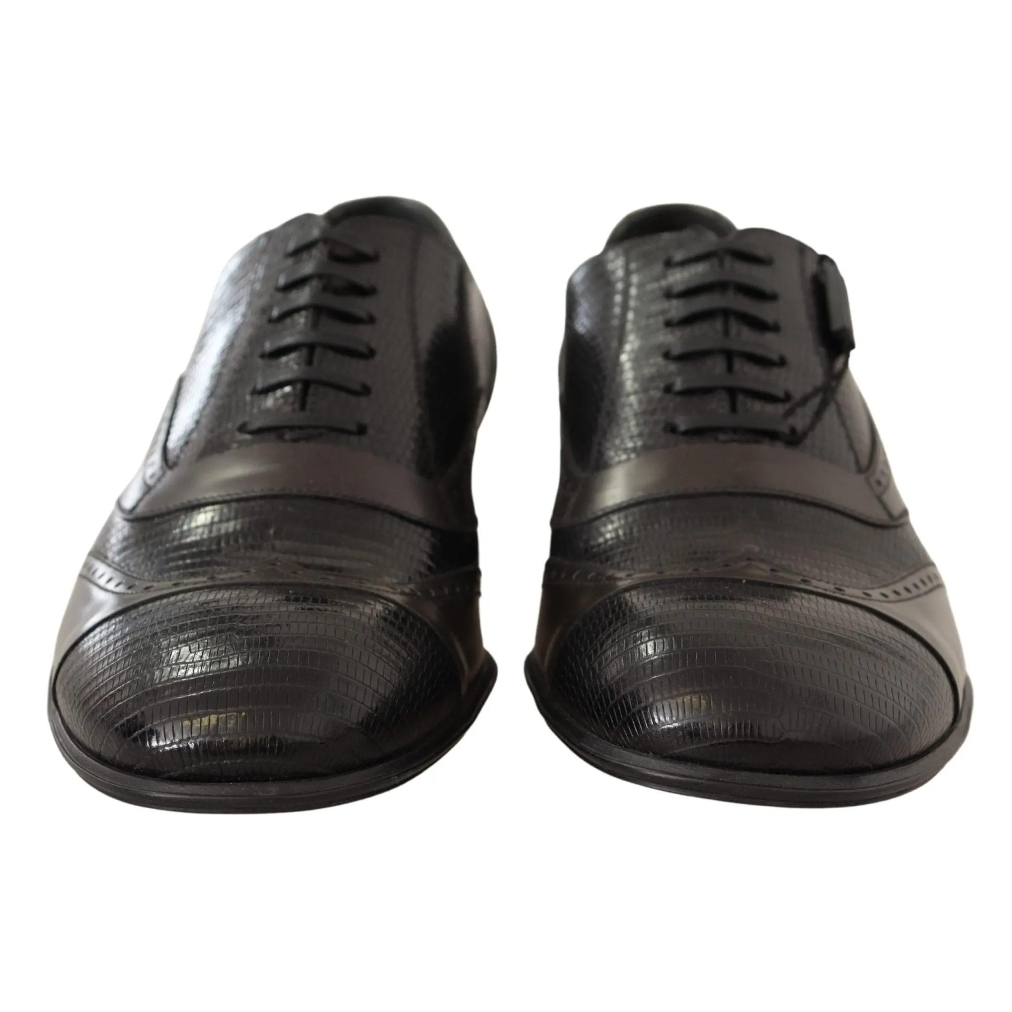 Dolce & Gabbana Elegant Brown Lizard Leather Oxford Shoes