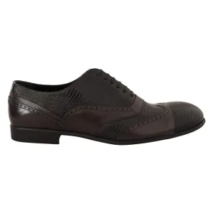 Dolce & Gabbana Elegant Brown Lizard Leather Oxford Shoes