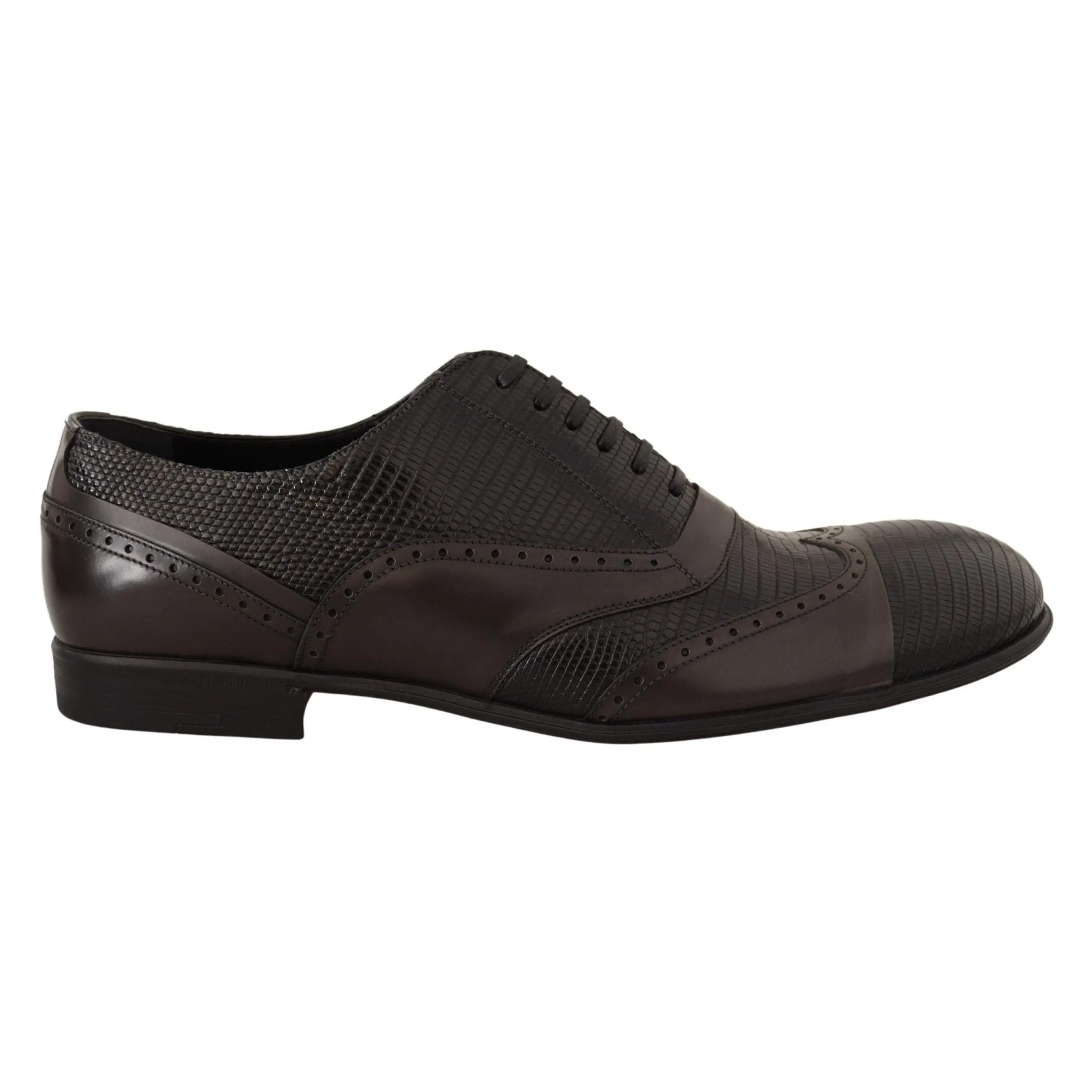 Dolce & Gabbana Elegant Brown Lizard Leather Oxford Shoes
