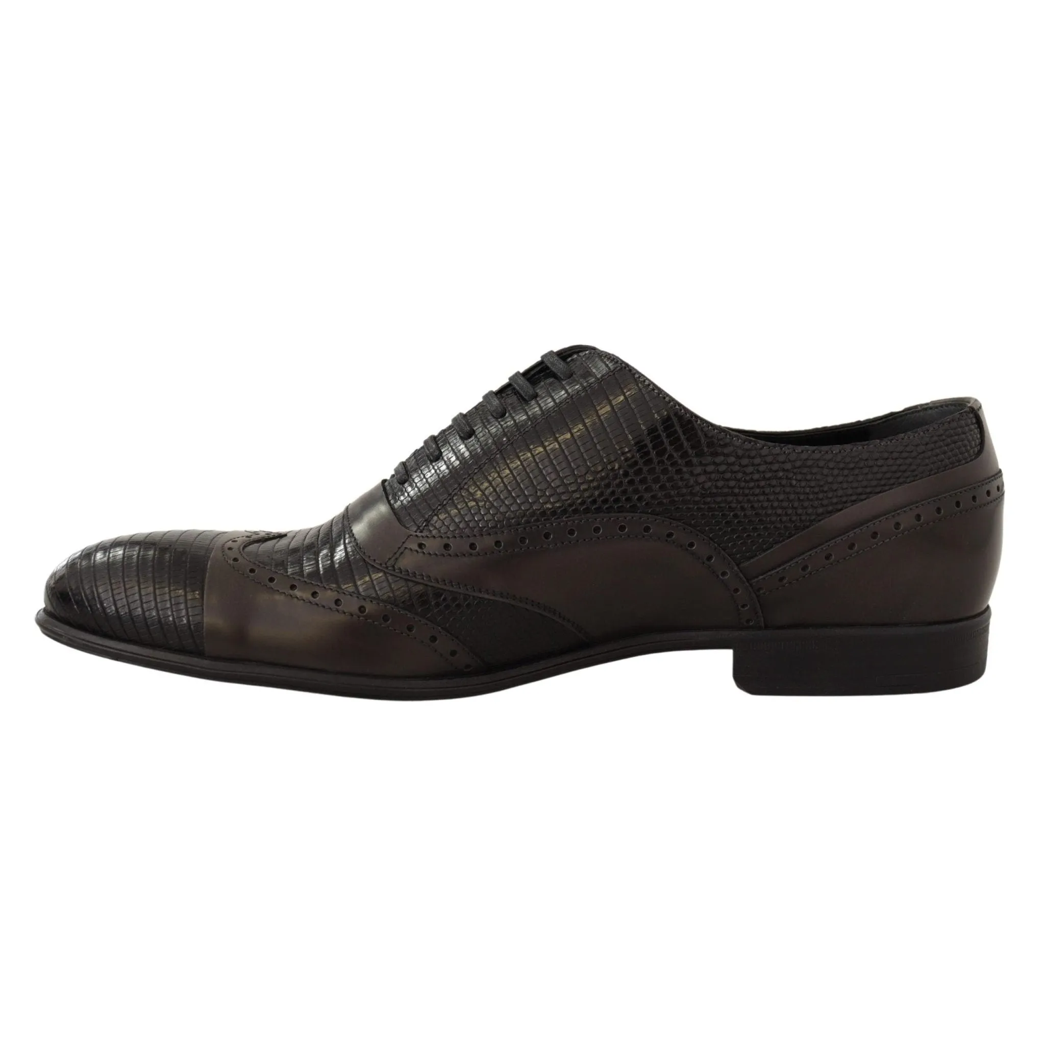 Dolce & Gabbana Elegant Brown Lizard Leather Oxford Shoes