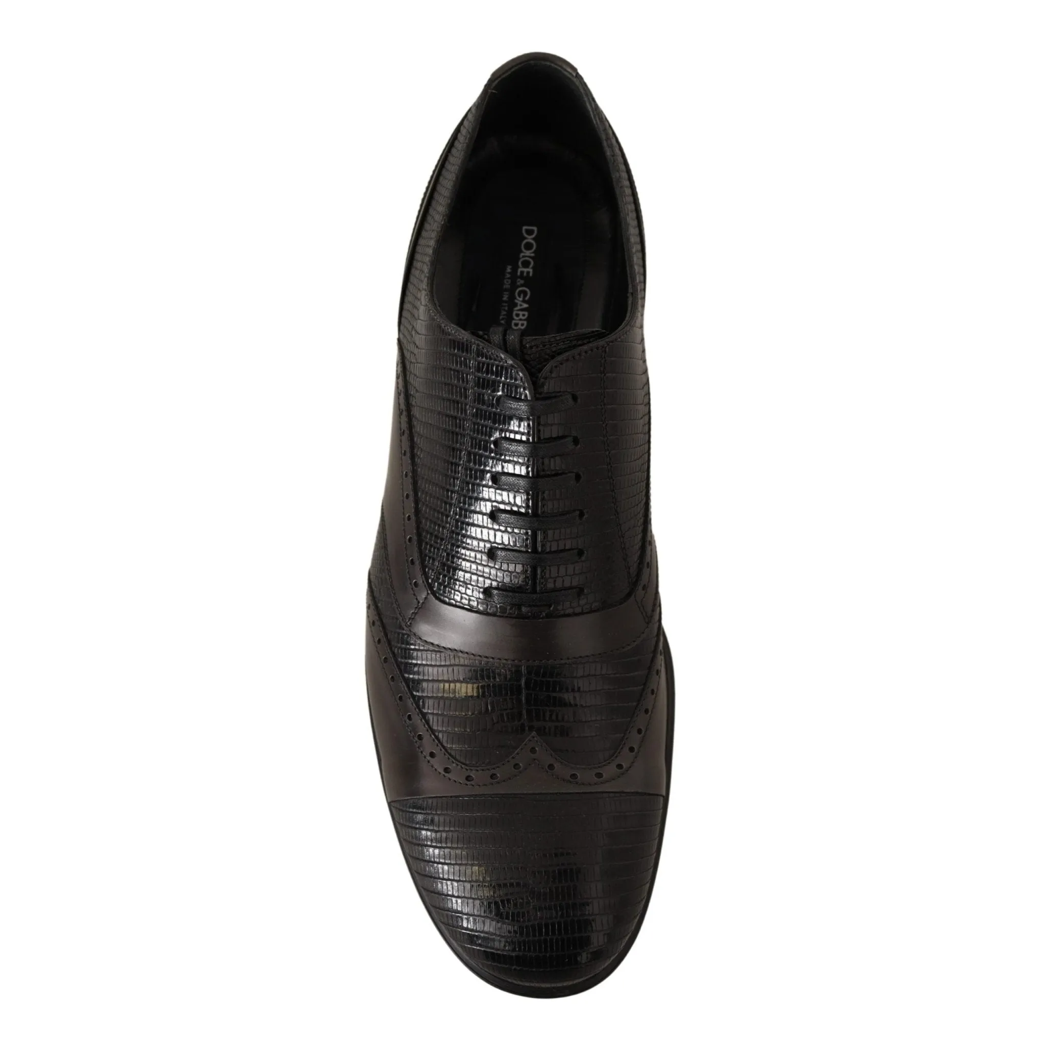 Dolce & Gabbana Elegant Brown Lizard Leather Oxford Shoes