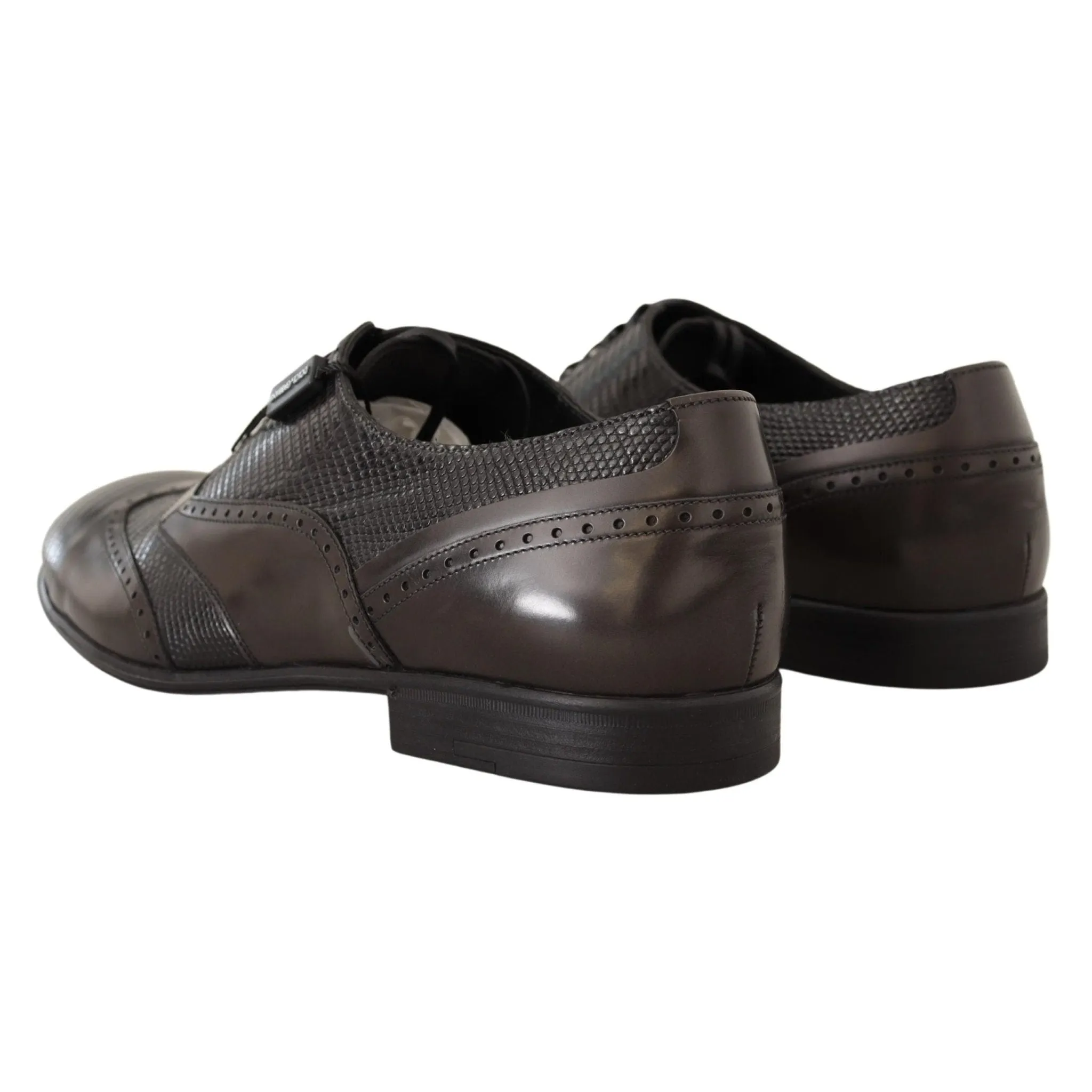 Dolce & Gabbana Elegant Brown Lizard Leather Oxford Shoes