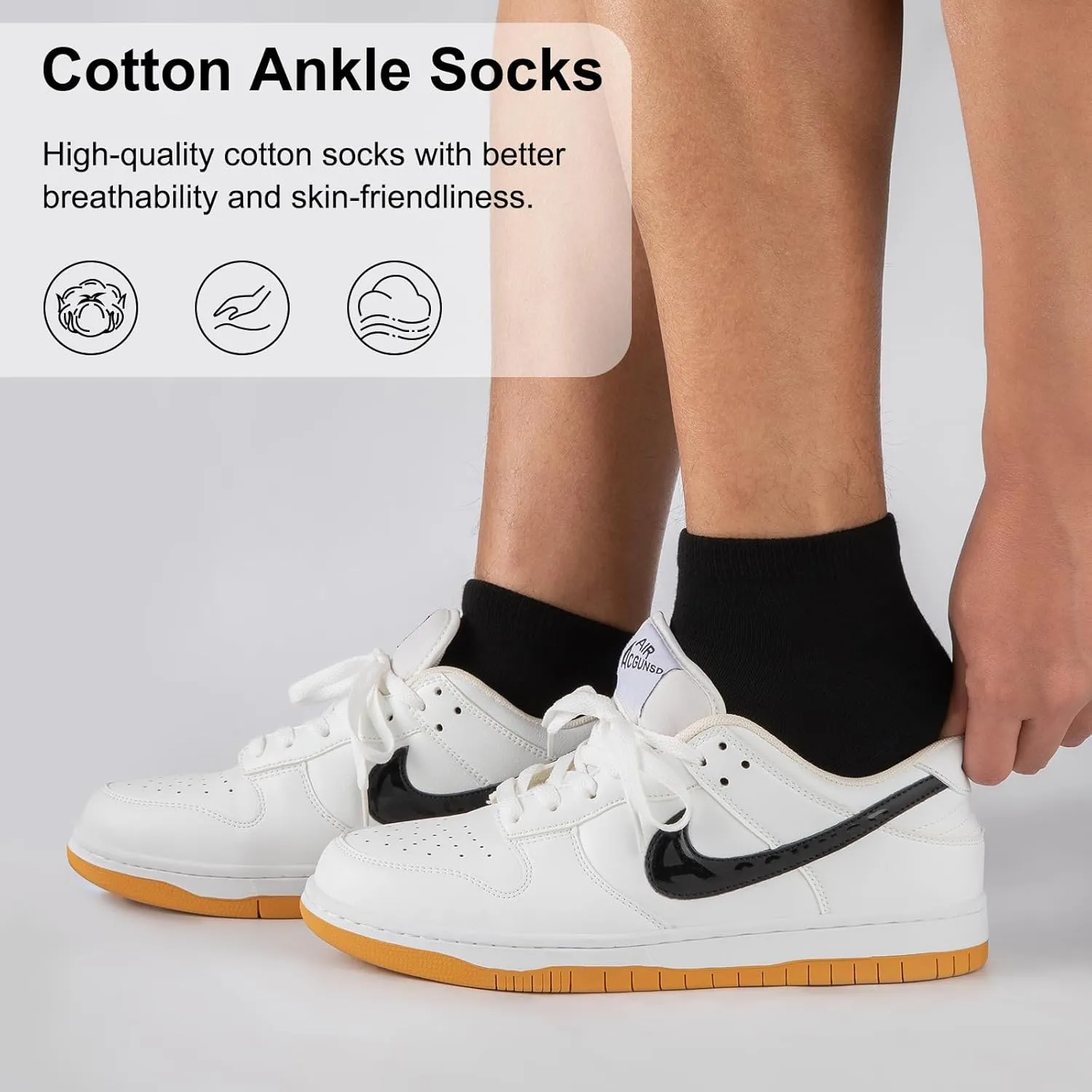 eallco Mens Ankle Socks Cotton Running Low Cut Short Thin Breathable Casual Socks 6 Pairs