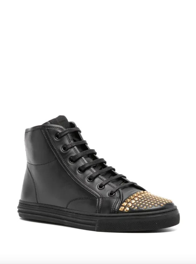 Gucci Black leather studded high top sneakers