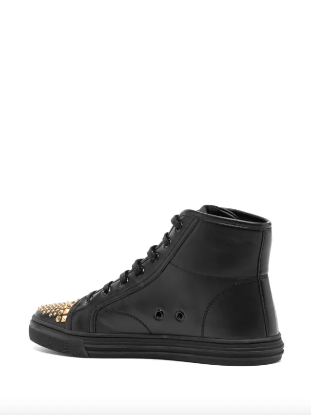 Gucci Black leather studded high top sneakers