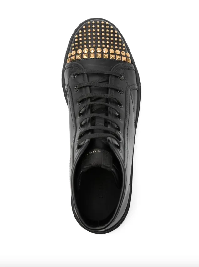 Gucci Black leather studded high top sneakers