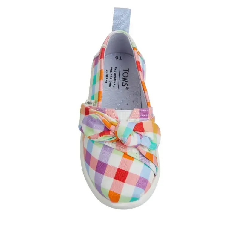 Kids’ TOMS Alpargata Bow (Tiny) – Classic Slip-On with Plaid Style