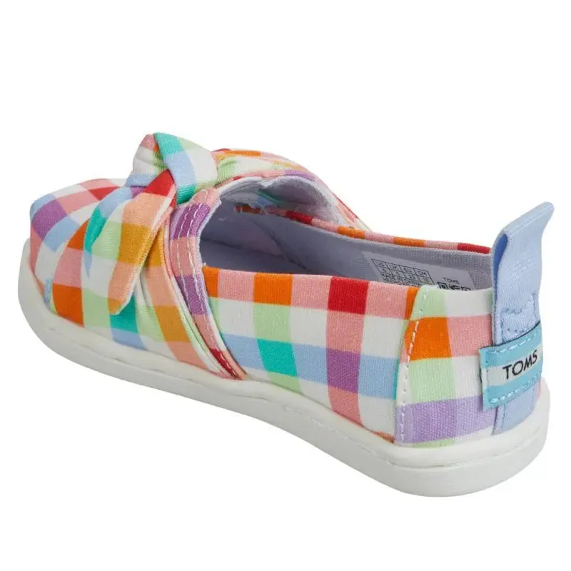 Kids’ TOMS Alpargata Bow (Tiny) – Classic Slip-On with Plaid Style