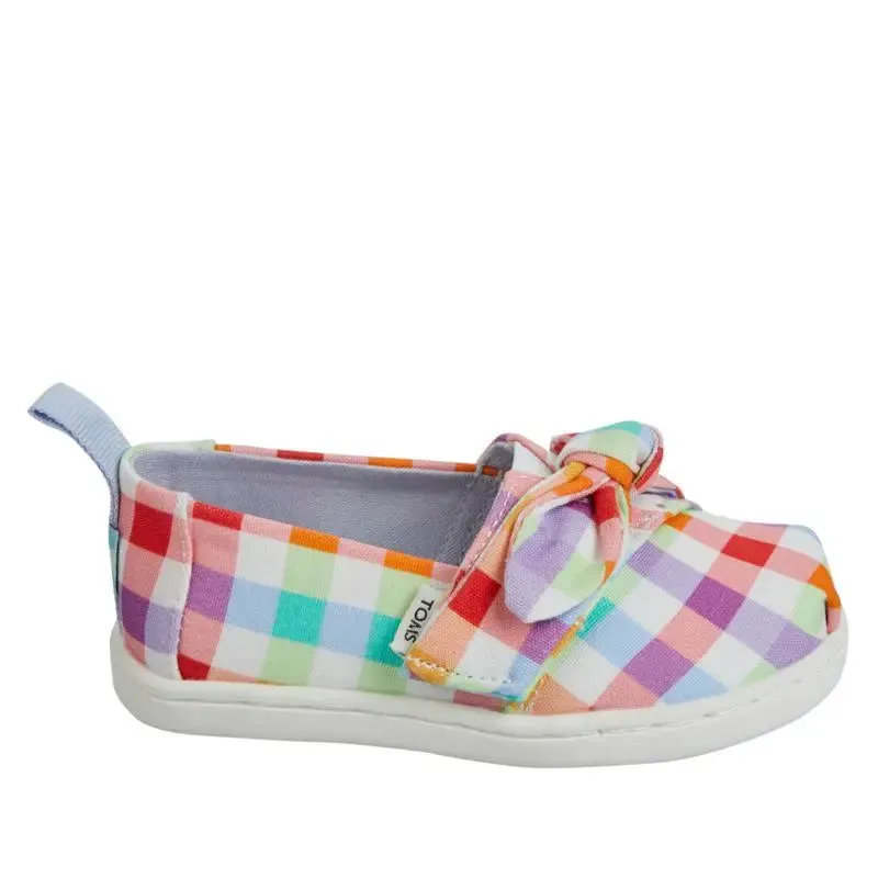 Kids’ TOMS Alpargata Bow (Tiny) – Classic Slip-On with Plaid Style